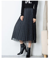 Fusta midi din tull cu buline dama 7613 Albastru - Lusha.ro