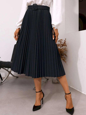 fusta midi plisata dama 7616 Albastru - Lusha.ro