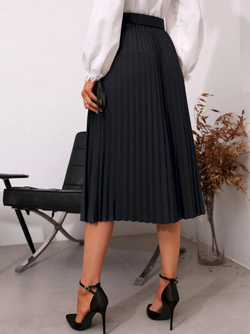 fusta midi plisata dama 7616 Albastru - Lusha.ro