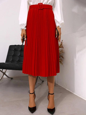 fusta midi plisata dama 7616 Rosu - Lusha.ro