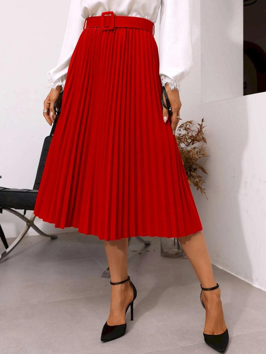 fusta midi plisata dama 7616 Rosu - Lusha.ro