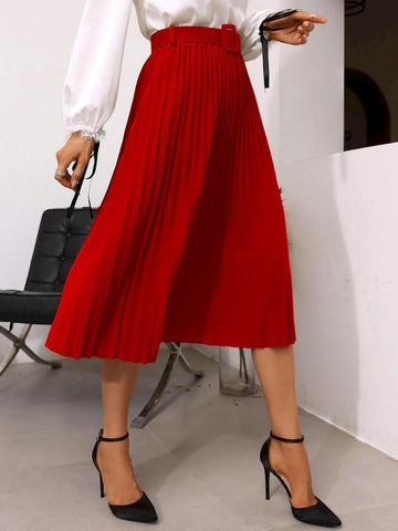 fusta midi plisata dama 7616 Rosu - Lusha.ro