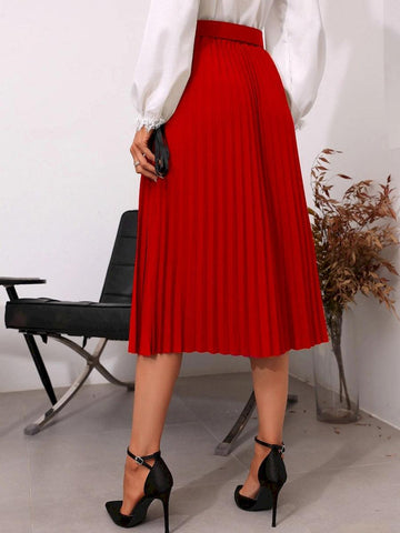 fusta midi plisata dama 7616 Rosu - Lusha.ro