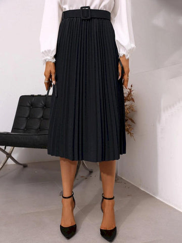 fusta midi plisata dama 7616 Albastru - Lusha.ro